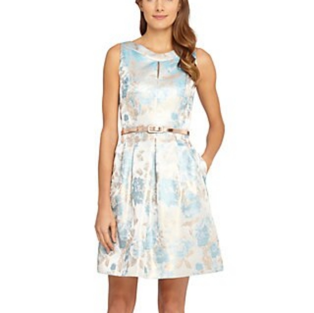 Beautiful Tahari Dress of Rose Gold Jacquard